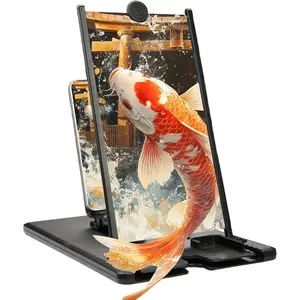 12 Inch Mobile Phone Screen Magnifier,  Anti-Blue Light  Pull-Out Vertical Screen Amplifier, Support Remote Control to Swipe Up and Down Video (Black,12 Inch)