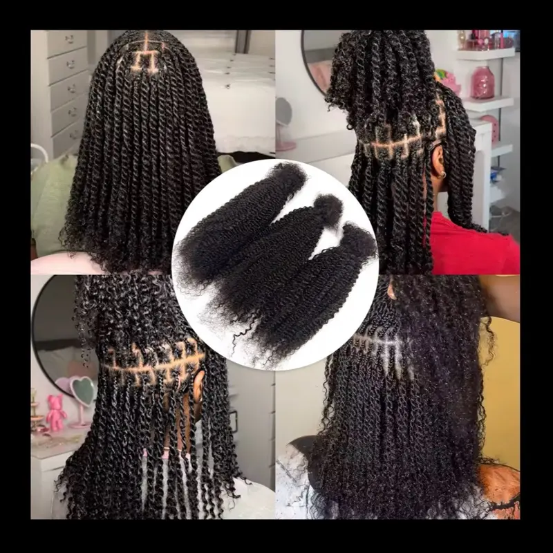 30g Afro Kinky 100%Human Hair Bulk Extensions - Double Drawn, Double Weft, Real Hair Extensions for Braiding, Mini Twist, Microlocs, Hot Braids
