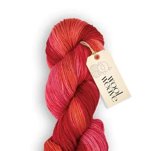 Woolweave Hand Dyed Red Variegated Yarn for Socks - Extrafine Merino & Polyamide - Lightweight 100g Skein for Knitting & Crocheting
