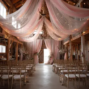 One-piece set, extra-large dusty pink party tulle, suitable for wedding ceremony venues, table runners, dessert tables, arches, stage backdrops, Wedding arched backdrop, perfect for Valentine's Day and spring weddings, Size: 787 or 1181 inches