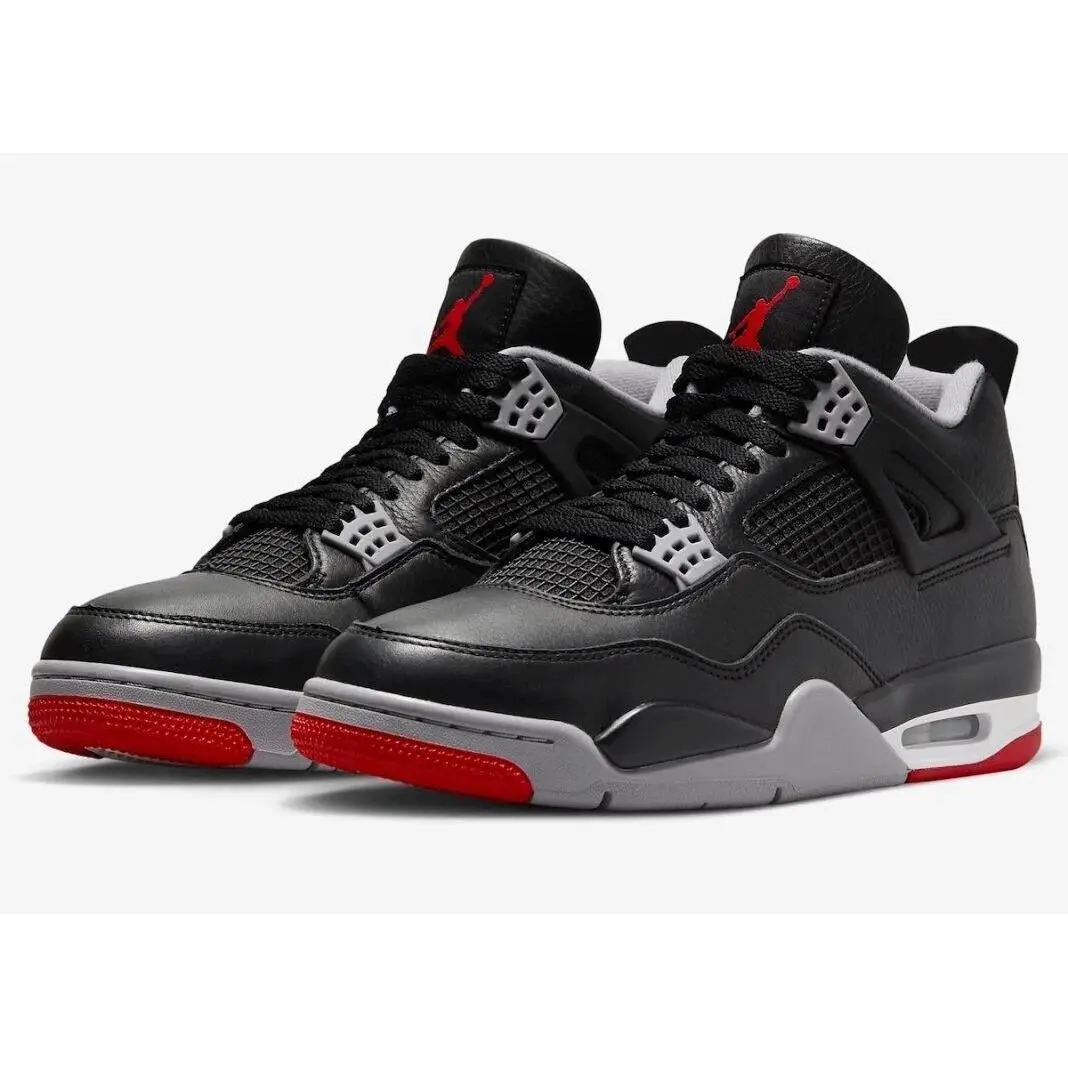 Jordan 4 Retro Bred Reimagined Men's FV5029-006 & GS KID/niño FQ8213-006 New Fashionable Sports Shoes Stylish Basketball Shoes