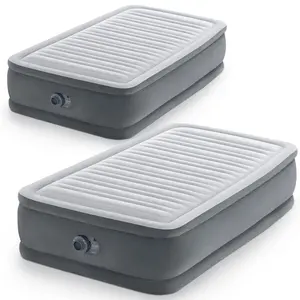 Intex Dura Beam Comfort Plus Airbed Mattress w/ Built In Pump, Twin Size, 2 Pack