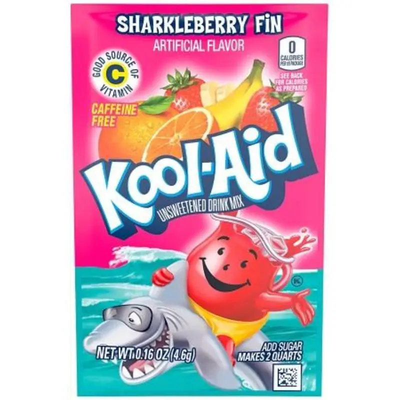24x Kool-Aid Sharkleberry Fin Packets - Refreshing Drink Flavoring Powder Set