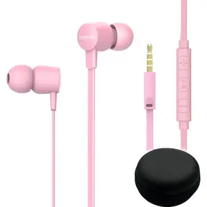 Joymiso Tangle Free Earbuds for  Women Small Ears with Case, Comfortable Lightweight in Ear Headphones, Flat  Ear Buds Wired Earphones with Mic and Volume Control for Cell Phone Laptop ()