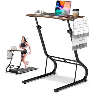 Adjustable Height Standing Desk for Walking Pad Treadmill, Desk for Laptop with Cup Holder, Desk for Bike/Cycling, Used for Bedrooms and Offices (Vintage Brown)