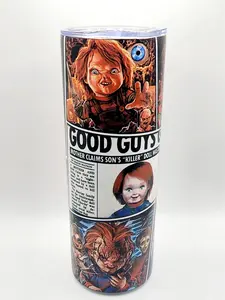 Chucky Child's Play Good Guy Doll 20oz Stainless Steel Tumbler with Straw & Lid - Insulated Drinkware for Cold & Hot Beverages