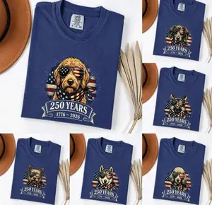 Comfort Colors Patriotic-Themed Shirt – 250 Years (1776–2026), T-Shirt Featuring a Dog Wearing Sunglasses to Celebrate U.S. Independence Day, 4th of July Dog Shirt, American Flag-Patterned Sunglasses