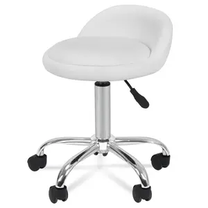 Segawe Adjustable Rolling Swivel Salon Stool Chair Spa Stool with Back Rest, White Ergonomic Design