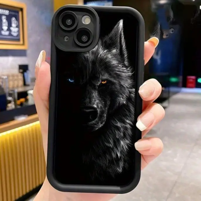 Fashion Phone case for iPhone 17 Air 16 Pro Max 15 Plus 14 13 12 11 XS Domineering Wolf Pattern Full Body Protection Shockproof Soft Silicone Cover Gifts for women men girls boys.HMB66
