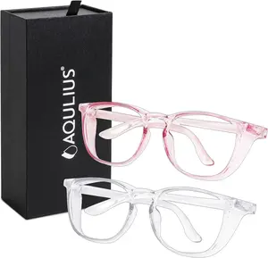 2 Pack Stylish Safety Glasses Goggles, Scratch Resistant, Safety Glasses for Women, Blue Light, Glasses for Nurses Aqulius
