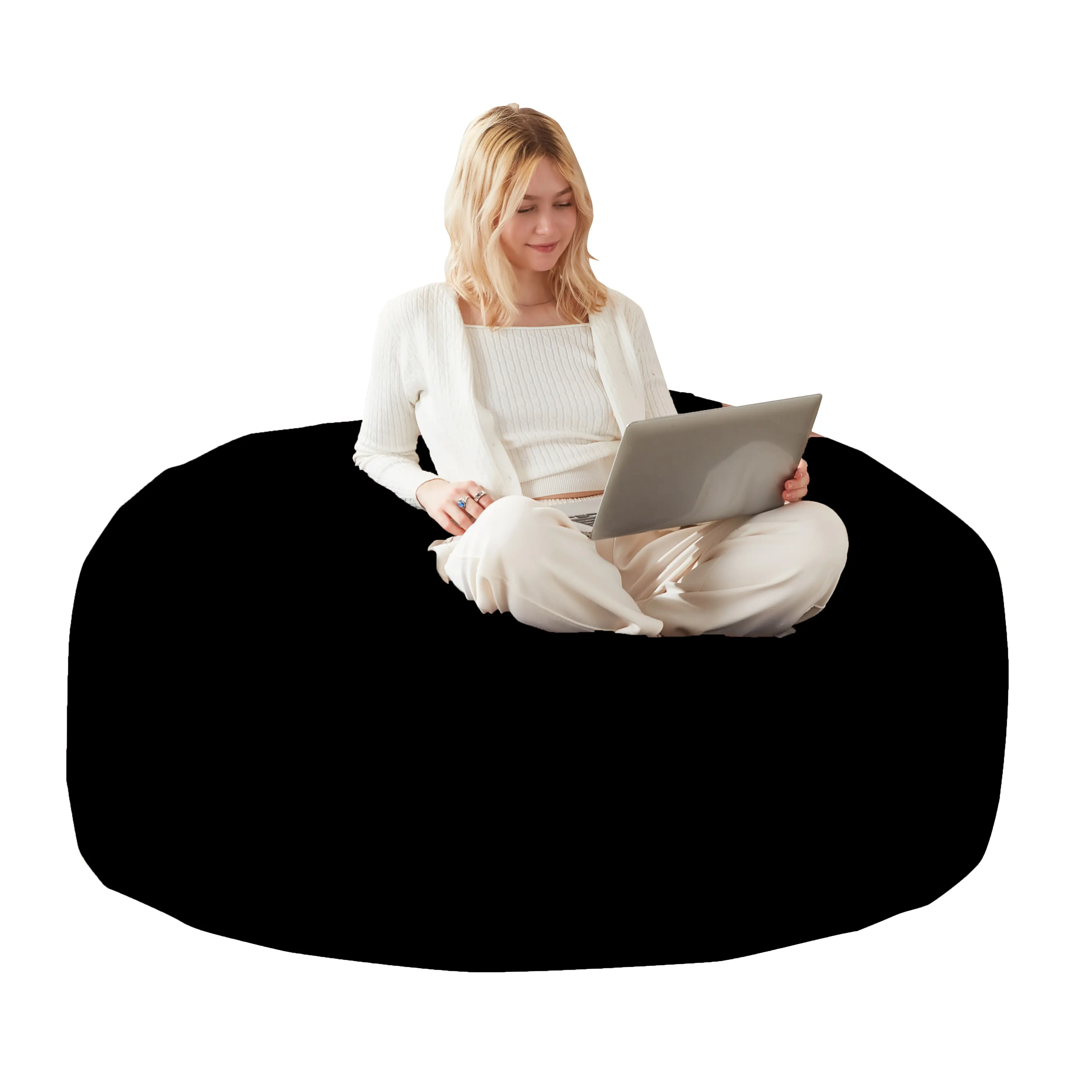 OPUL 5FT Bean Bag Chair, Memory Foam Filling - Plush, Ultra Soft - Round Fluffy Couch, Adult and Teen Bean Bag Chair, Soft Sofa with Removable Flannel Cover, Round Sofa for Living Room, Bedroom, Playroom, College Dorm