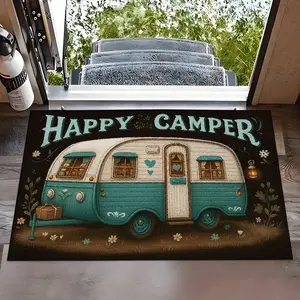 Happy Camper RV Camping Durable Decorative Mat, Soft Non-Slip Design, Ideal for Campers and RV Enthusiasts, Bathroom, Bedroom, Kitchen, Outdoor Use