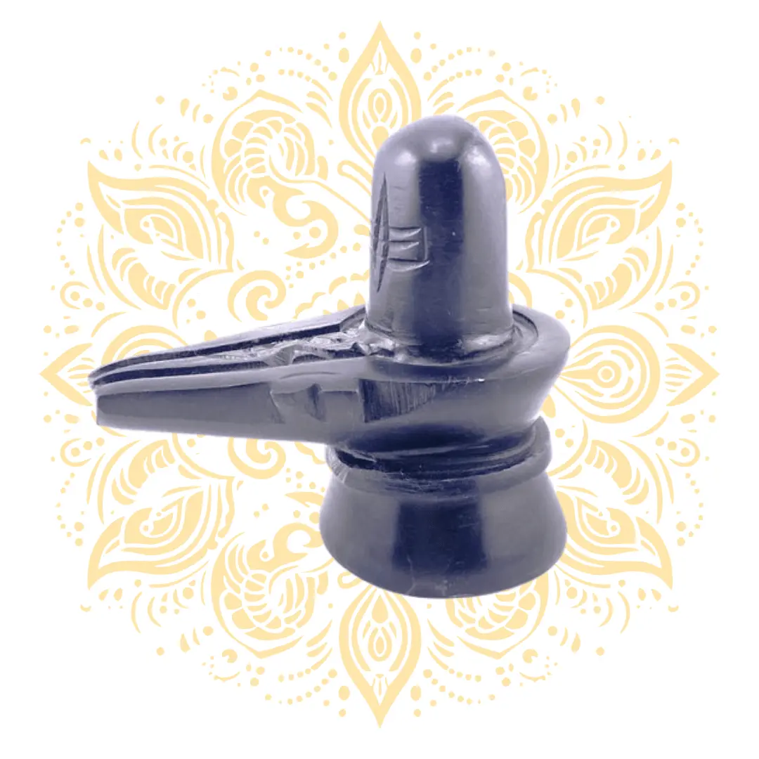 Stone Black Shiva Linga w/ Yoni Base