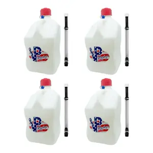 VP Racing 5.5 Gal. Square Patriotic Utility Container w/ 14 Inch Deluxe Filler Hose (4 PACK) Bottles Plastic Quick-Flow Spout