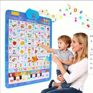 Bilingual Spanish-English Electronic Alphabet Wall Chart - Talking ABC 123s Music Poster with Magnetic Letters Board, Interactive Educational Learning Tool, Preschool Alphabet Tool, Toddler Gifts for Ages 1-6,Home & Classroom Use