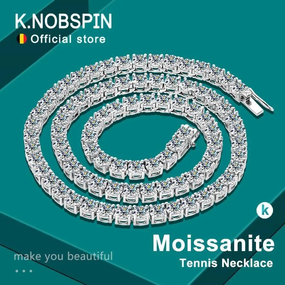 Moissanite Tennis Necklace Gift 3/4/5/6mm Gold Plating D Color VVS1 Exellent Cut Moissanite Diamond Tennis Necklace for Women and Men