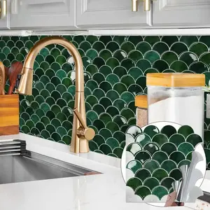3D fish scale resin self-adhesive wall stickers, waterproof, heat-resistant, and easy to clean. Removable kitchen backsplash and splash guard, suitable for home wall decoration in dining rooms, bathrooms, bedrooms, living rooms, etc. 20 pieces.