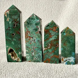 Chrysocolla Crystal Tower Malachite Wand Quartz Point Decor Polished Obelisk  Healing  Reiki Energy Crystal Gem