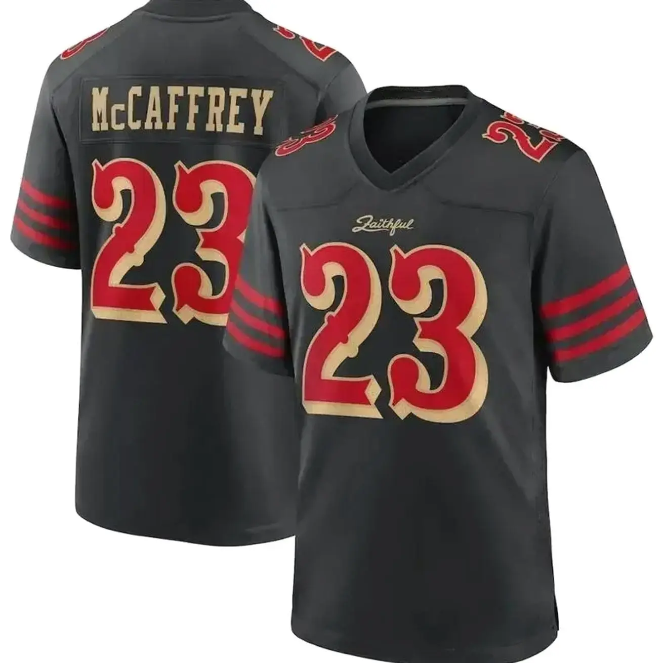 San Francisco Football Jersey #23 Christian McCaffrey Black Game Day Shirt - Stitched Fan Apparel, Retro Tailgate Gridiron Outfit L