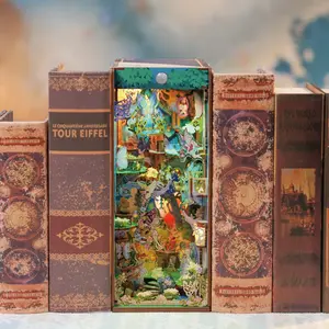 Tonecheer x British Library Book Nook DIY Kit - Shakespeare's A Midsummer Night's Dream 3D Wooden Puzzle for Adults, Bookshelf Insert Miniature House Decor with LED Lights, Unique Summer Gift