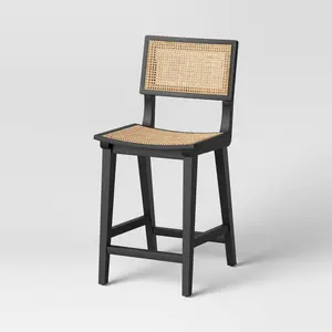 Tormod Backed Cane Counter Height Barstool Black/Natural - Project 62