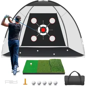 Hardware supplies Golf Net with Practice Mat,Golf Hitting Aid Nets 10x7FT for Backyard Driving Chipping Training Swing with Target Mat Balls for Outdoor Indoor,Gifts for Men Dad Him and Golfer