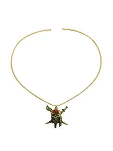 Unisex Long Necklace with Pirate Skull Pendant, Unique Lockbone Chain, Fashion Jewelry for Men and Women, Stylish Accessory