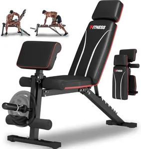 Foldable Workout Bench, Adjustable Weight Bench with Leg Extension, Preacher Pa TYRSEN