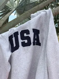 Pearl Grey Navy Blue Polka Dot USA Mockneck Sweatshirt Pearl Grey Navy Blue Polka Dot USA Mockneck Sweatshirt