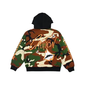 Chrome Hearts Matty Boy Caution Thermal Zip Up Hoodie Camo