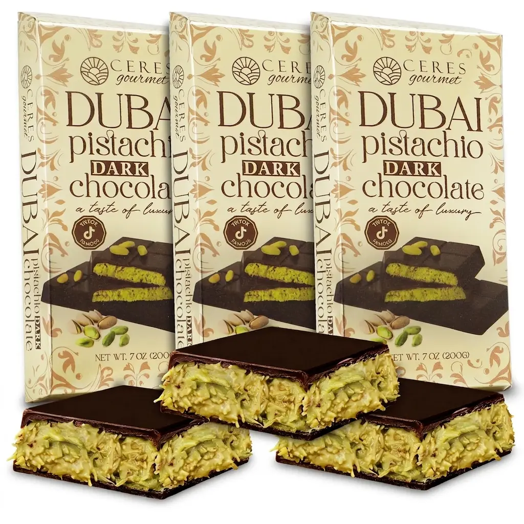 3-Pack Dubai Dark Chocolate Bar 3x7oz Crispy Knafeh Pistachio Bar | Kunafa Chocolate Delight | Crunchy Chocolate with Rich Pistachio Kunafe Filling | Gourmet Dessert Gift Snack - | TikTok