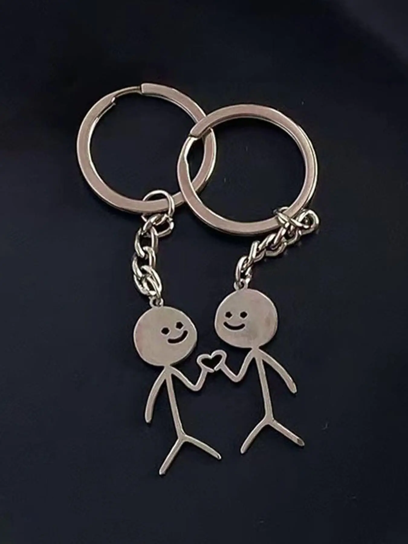 Casual Matching Couple Keychain for Spring, Fall Heart Decor Cartoon Design Keychain for Friends Gift, Cute Fashion Accessories, Fall Outfits, Earthto