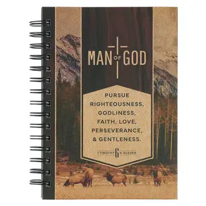 Man of God Brown Trailhead Large Spiral Journal - 1 Timothy 6:11 outdoorfun