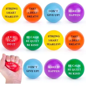 Motivational Stress Balls for Adults, 12PCS Foam Stress Balls with Positive Quetos for Birthday Party Favor Employee Appreciation Gifts Goodie Bags Stuffer Relieve Anxiety Manage Anger, 2 Inch
