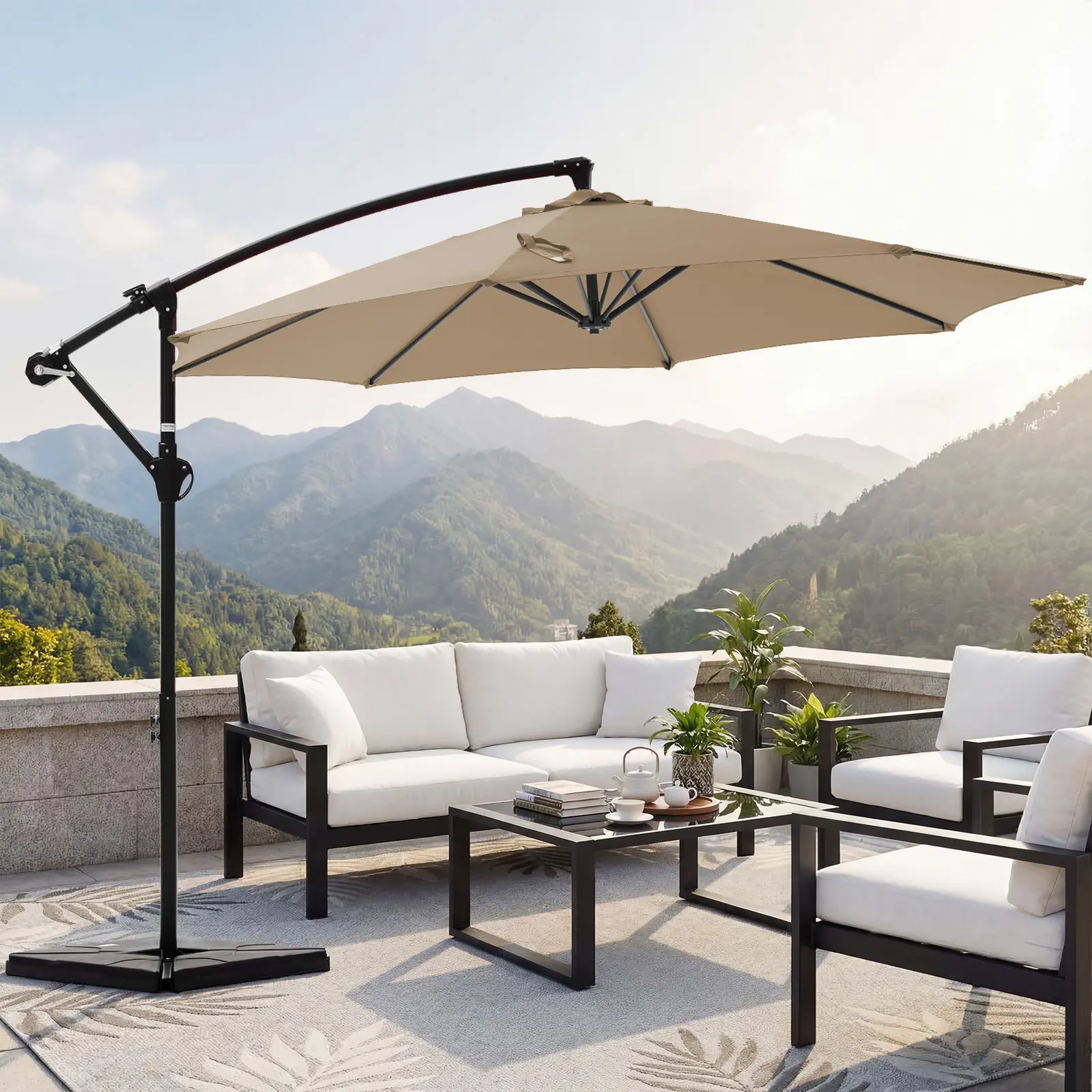 10ft Offset Outdoor Patio Umbrella, Easy Tilt & Crank, Adjustable Polyester  Shade for Garden, Backyard, Poolside,summerwins - TikTok Shop