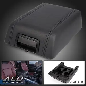 Center Console Arm Rest Lid Cover Pad Leather Fit For 2004-2008 Ford F-150 Black