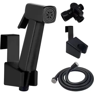 Handheld Bidet Sprayer for Toilet, Lockable Push Button, High  Bathroom Sprayer, Cloth Diaper & Personal Hygiene Sprayer,  Mount No-Drill Install, Stainless Hose Set, Black Color