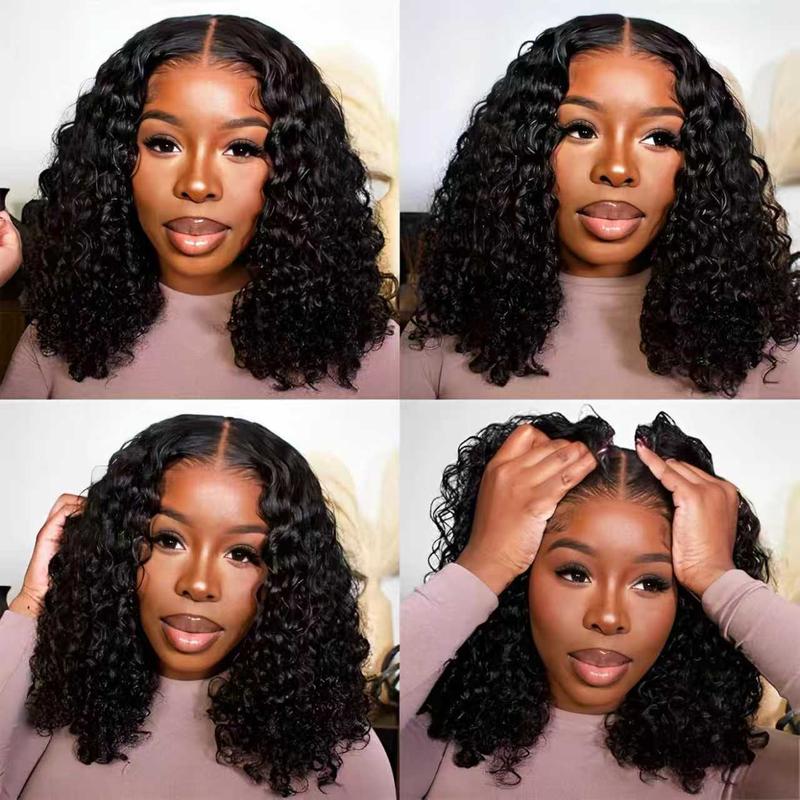 Loyom Deep Wavebob Wig 12A Grade Unprocessed Virgin Brazilian 180% Density HD Curly BOB Lace Front Wigs for Black Women No Shedding Glueless Short Curly Frontal BOB Wigs