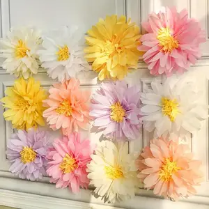12 Daisy Paper Flowers for Weddings and Party Decoration - Bright and Colorful Spring Flower Wall Hanging, Light Paper Daisy for Indoor/Outdoor Activities, Easter, Graduation Ceremony, Birthday (No Power Required)  Fruit Decorative