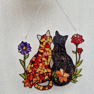 [Window Hanging Acrylic] Personalized Cat Window Hanging: Acrylic Poppy Flower Decor  Cat Mom Gift, Cat Memorial Gift, Mom Suncatcher Hanging, Housewarming gift, Mom Gift