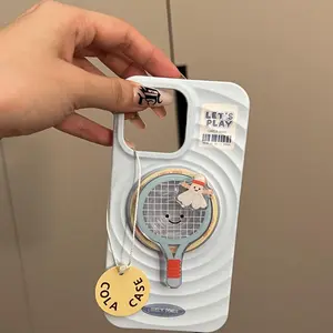Badminton Table Tennis Wave Shell Case for Apple 15 Pro Max iPhone 16 Magnetic 13 Stand 14 TPU Sport Theme
