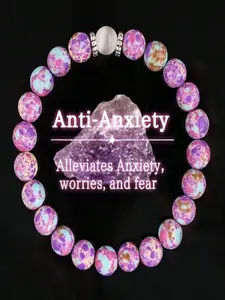 Anxiety Relief Bracelet, Anti Anxiety Jewelry, Unisex Agate & Hematite Beaded Gemstone Bracelet, Purple Gift For Thanksgiving, For Family And Friends