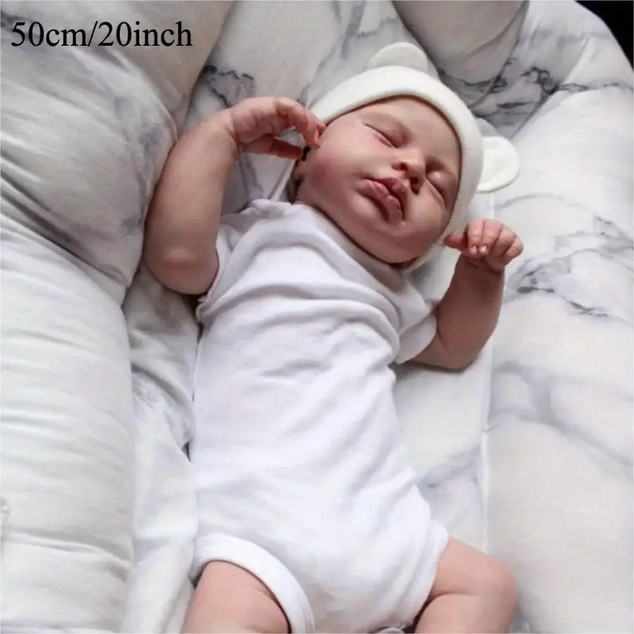 TopLink Unisex Realistic Newborn Baby Doll (tm180003) - 50cm/20in, 1.2kg, Cloth Body, Soft Vinyl Parts, 3D-Painted Skin, Visible Veins, Closed Sleeping Eyes, Developmental Toy for 4-6 Yrs, Doll Collections Item, Birthday Gift