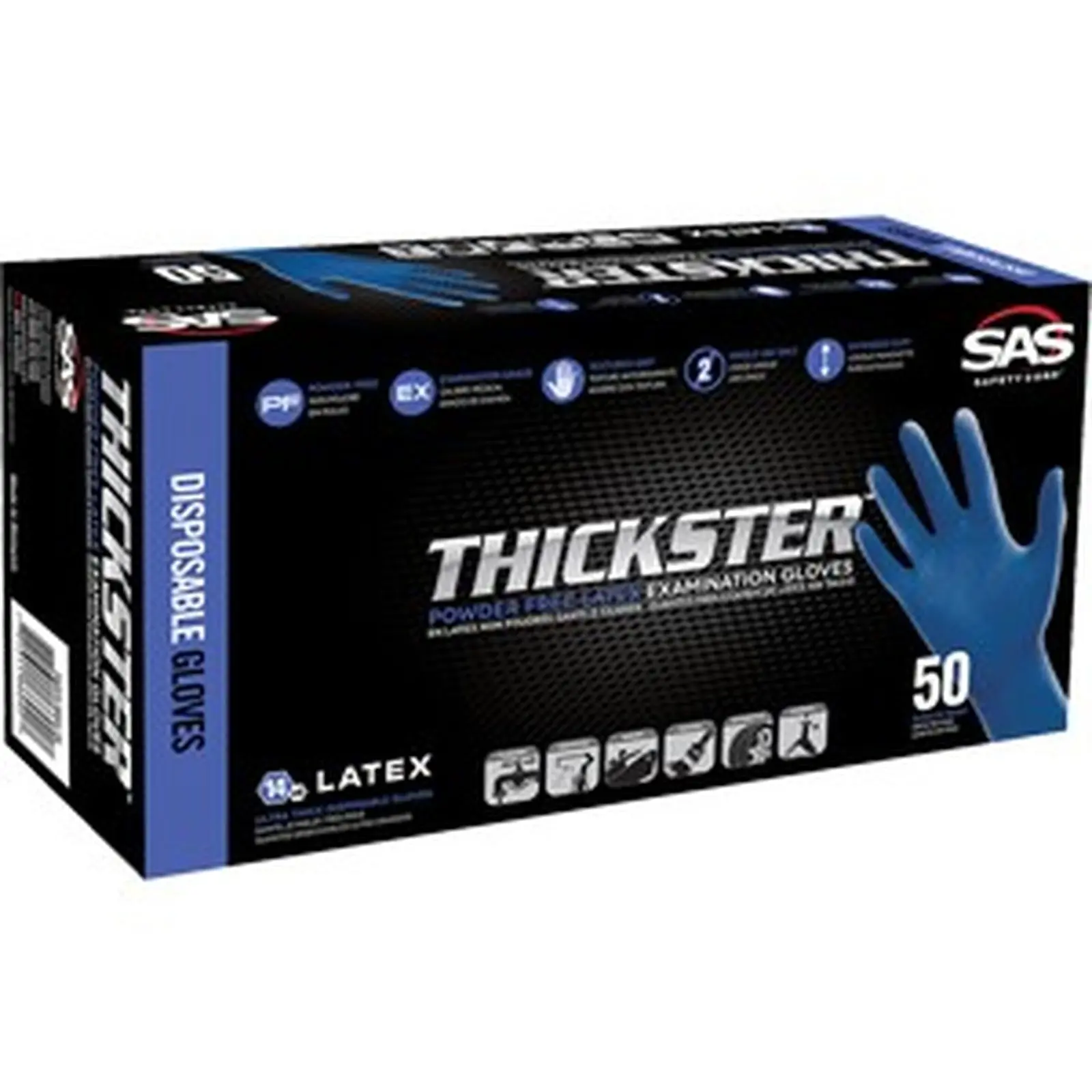 SAS 6603-20 Lrg 14mil Thickster Latex Disposable Gloves Powder Free (50pk) LANC-329747
