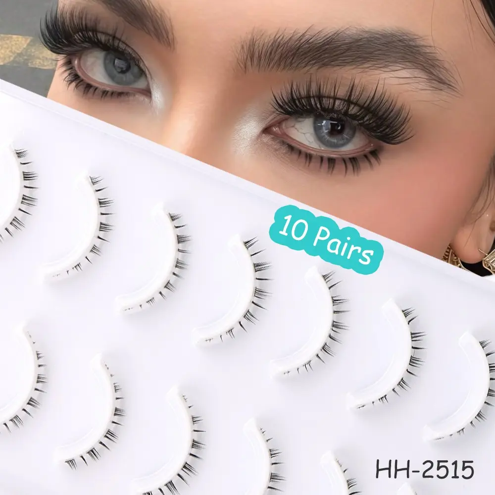 Natural Versatile Lower Lashes, 10 Pairs Bottom False Lashes, Transparent Band, Perfect for Various Makeup Looks, Enhance Your Beauty, Cosmetic Eyelashes, Invisible Band Lashes
