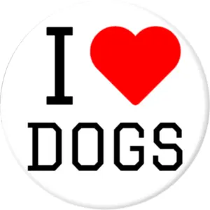 Angel Buttons 2.25 inch pin-back button I Love Dogs
