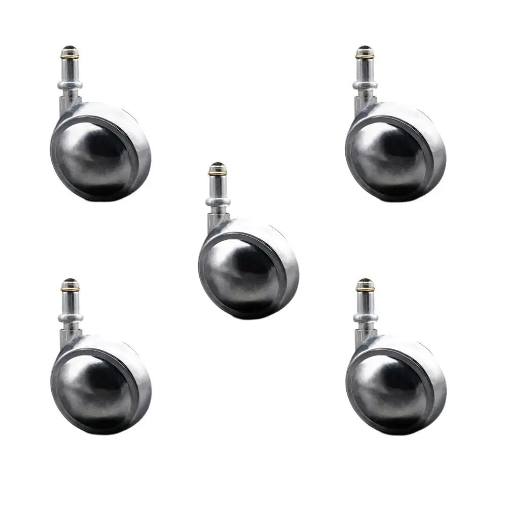 Service Caster SCC-GR01S25-DCS-BC-71678-5 2.5 in. Swivel Metal Ball Caster Wheels for Furniture Bright Chrome Finish Stem Casters with 0.43 in. by 0.875 in. Grip Ring Stem - Set of 5