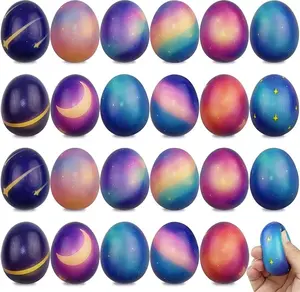 24 Pack Galaxy Easter Eggs Squishy Toys for Kids Slow Rising Stress Relief Fidget Squishies for Boys & Girls Easter Basket Stuffers Party Favors Classroom & Easter Gifts