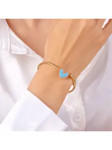 Stainless Steel Heart Bracelet for Women Hypoallergenic Fade Resistant Elegant Minimalist Adjustable Opening Bangle with Sparkling Cubic Zirconia Perfect for Daily Wear Office Outfits and Casual Styli