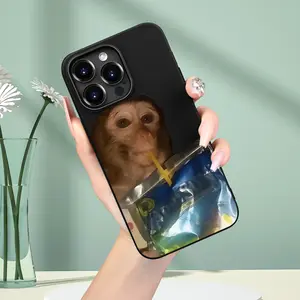 for iPhone16ProMax-Matte-Creative Fun Funny Cute Monkey Drinking Beverage Pattern Personality Trend Men And Women Frosted Texture Mobile Phone Case Comfortable Grip for iPhone 17 Air 16 15 14 13 12 11promax